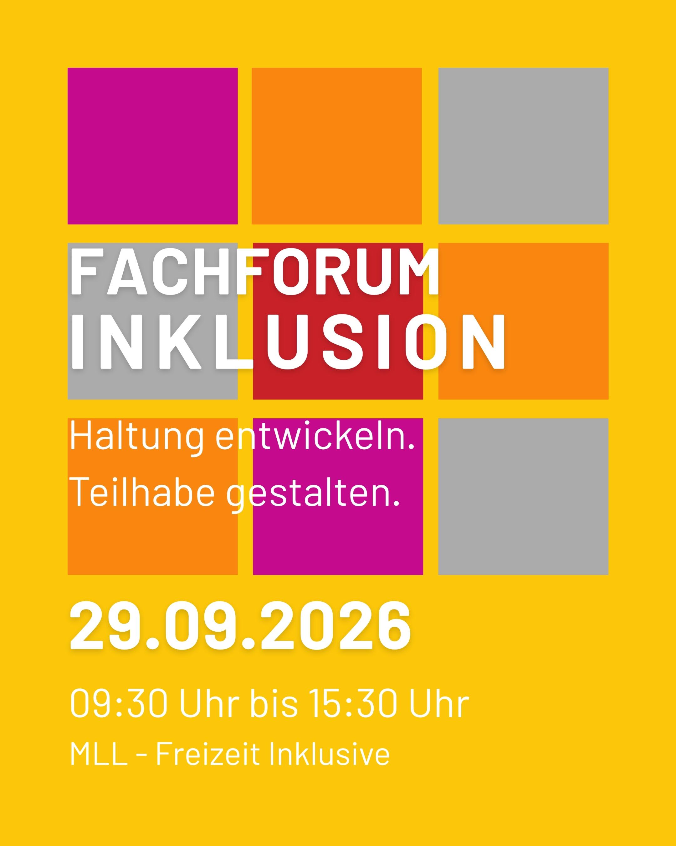 Titel der Veranstaltung vor dem Hintergrund aus bunten Kacheln